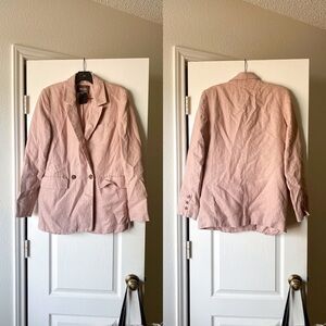 Reformation Blazer Verano Linen Pockets Double-Breasted Notched Serenade M GUC